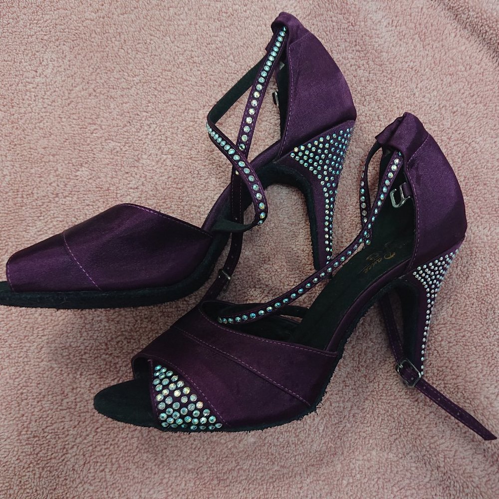 Purple Rhinestone Tango Dance Heels - Picture 3 of 5